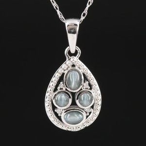 $3250 / KHR Cat's Eye Color Changing Alexandrite & Diamond Necklace / 14K